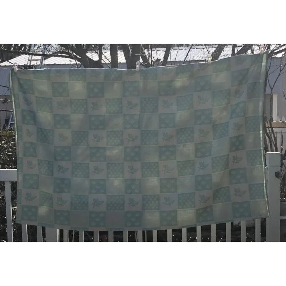Nydel Damask Tablecloth Vintage Made In France Green Floral Patchwork